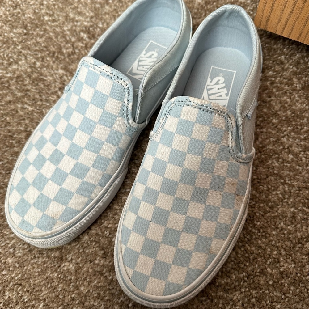Vans Blue Checkered Slip-On Sneakers